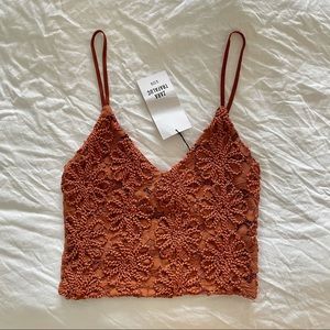 BNWT - Zara Rust Orange Lace Crop Top
